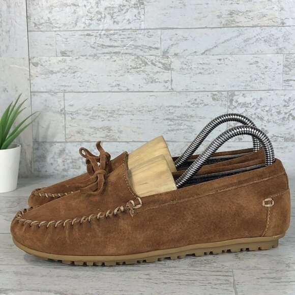 LL BEAN Moccasins Browm Suede‎ Slip On Loafers Driving Shoes WOMENS Size 7 M GUC - Picture 1 of 10